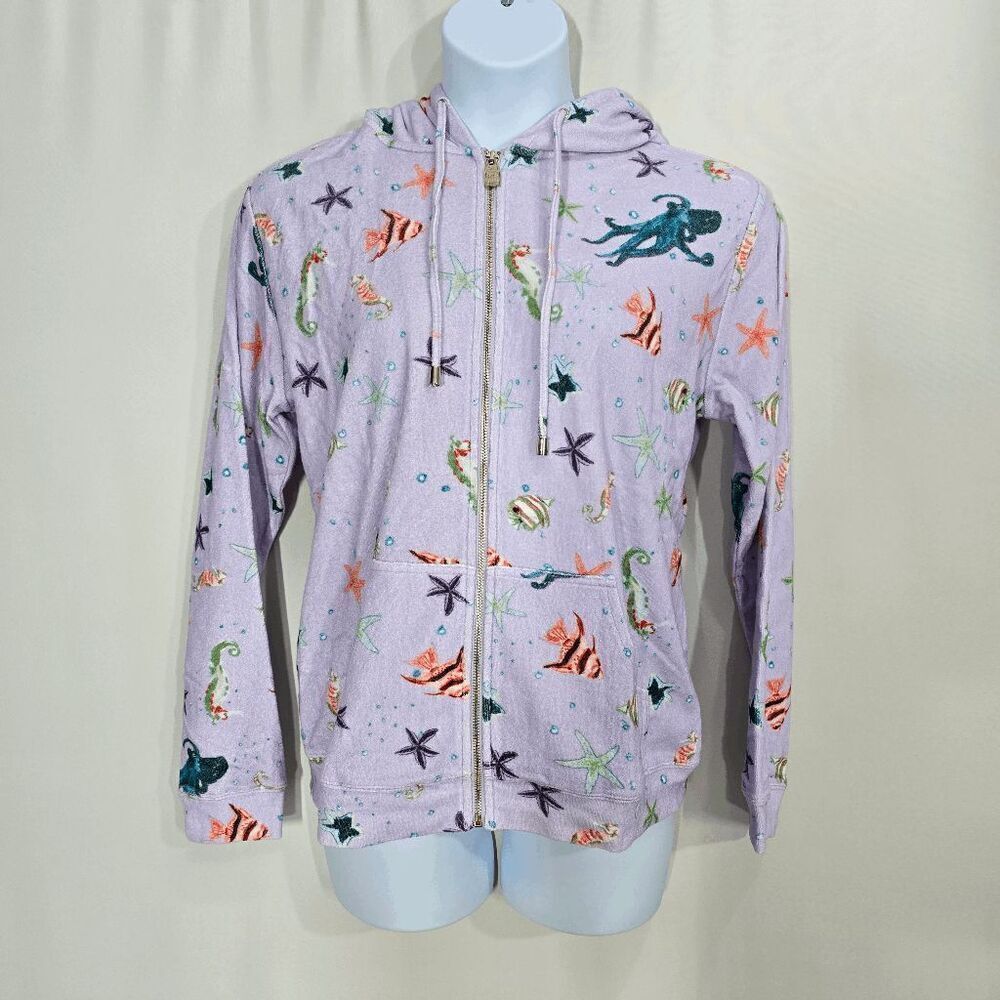 Hill House Lilac Sea Creature The Allie Zip-up Terry Hoodie Small